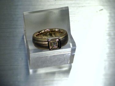 Ring mit Diamant Princess ca. 0,195 ct. VS/CR 750 GG/WG # 55