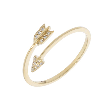 Ring als Pfeil mit 16 Brillanten 0,04 ct. aus 750 Gelbgold # 53