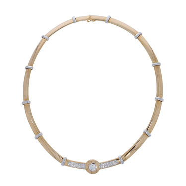 bicolor Collier mit Brillanten ca. 1,34 ct. aus 750 Gold 42 cm