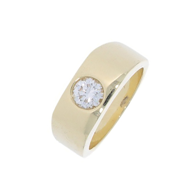 Herrenring mit Brillant ca. 1,05 ct. aus 585 Gelbgold mit Expertise # 65