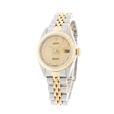 ROLEX Damenarmbanduhr Lady Datejust mit Diamantzifferblatt Automatik 69173 aus Stahl / Gold Fullset
