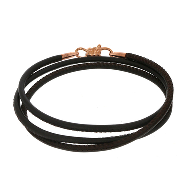 DoDo Armband NODO Nappaleder mokka Verschluss aus 375 Rosegold 18 cm