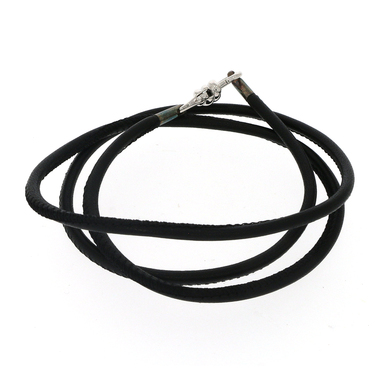 DoDo Armband NODO Nappaleder schwarz Verschluss aus 750 Weigold / 925 Silber 18 cm