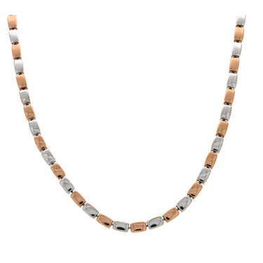 GBELIN Collier Bricks aus 750 Weigold / Rotgold