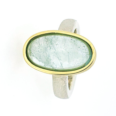 LUXORA Ring mit Aquamarin aus 925 Silber / 750 Gelbgold # 57