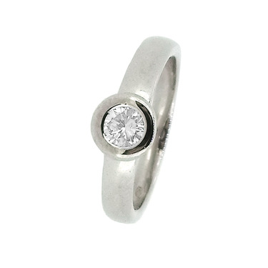 LUXORA Ring mit Brillant 0,30 ct. aus 750 Weigold # 55 mit IGI Expertise