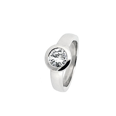 LUXORA Solitrring mit Brillant 1,00 ct aus 750 Weigold # 53 mit Zertifikat