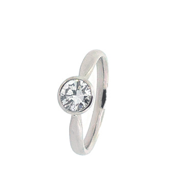 LUXORA Ring mit Brillant 0,74 ct. aus 750 Weigold # 55 mit Expertise