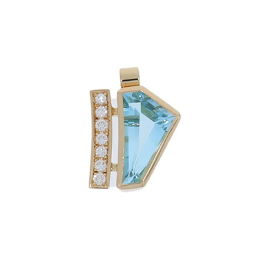 LUXORA Anhnger mit Blautopas und 7 Brillanten 0,28 ct. aus 750 Gelbgold