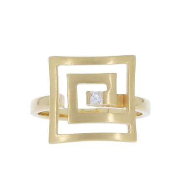Quinn Ring mit Diamant im Prinzessschliff ca. 0,05 ct. aus 750 Gelbgold # 50