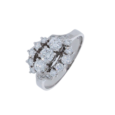 Ring mit 13 Brillanten ca. 1,19 ct. und 6 Diamanten ca. 0,12 ct. aus 585 Weißgold # 61
