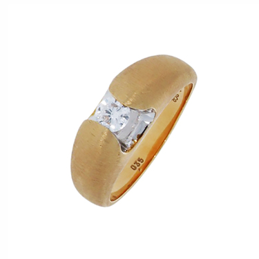 Bicolor Ring mit Brillant ca. 0,35 ct. aus 750 Gelbgold / teilrhodiniert # 61