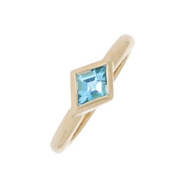 Ring mit Blautopas 0,93 ct. aus 750 Gelbgold # 56