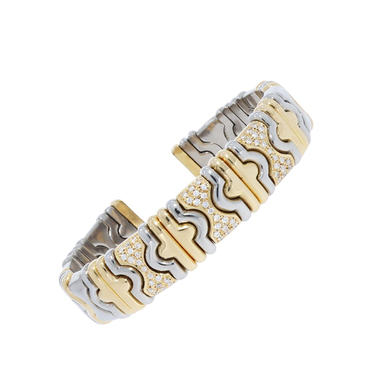 Bicolor Armspange mit 57 Brillanten ca. 0,57 ct. aus 750 Gold / Stahl Durchmesser 58 mm