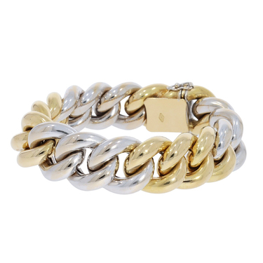 Bicolor Panzerarmband aus 750 Gold 18 cm