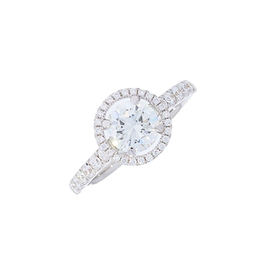 LUXORA Ring mit 39 Brillanten 1,42 ct. aus 750 Weigold # 54 mit IGI Expertise