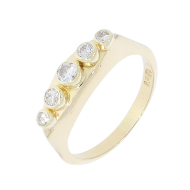 Ring mit 5 Brillanten ca. 0,26 ct. aus 750 Gelbgold # 55