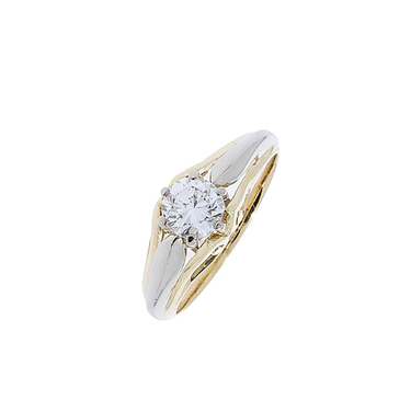 Bicolor Ring mit Brillant ca. 0,90 ct. aus 585 Gold # 59