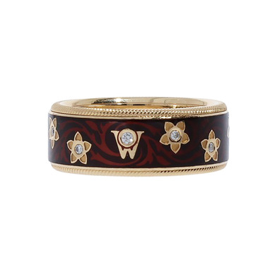 WELLENDORFF Ring Wunderblume mit 11 Brillanten ca. 0,11 ct. aus 750 Gelbgold # 63 Tragespuren