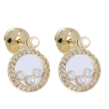 CHOPARD Ohrstecker Happy Diamonds mit 48 Diamanten 0,28 ct. und 8 Brillanten 0,44 ct. aus 750 Gelbgold