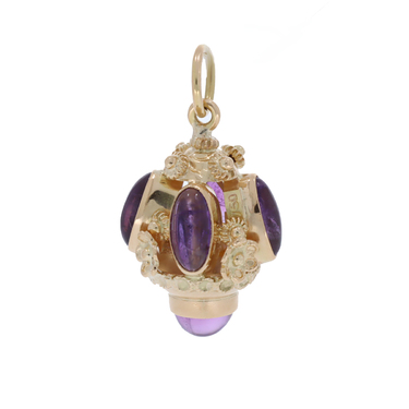 Verspielter Anhnger mit 5 Amethyste aus 750 Gelbgold