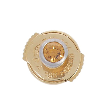 Bicolor Pin mit einem behandelten Brillant ca. 0,08 ct. aus 750 Gelbgold / 950 Platin