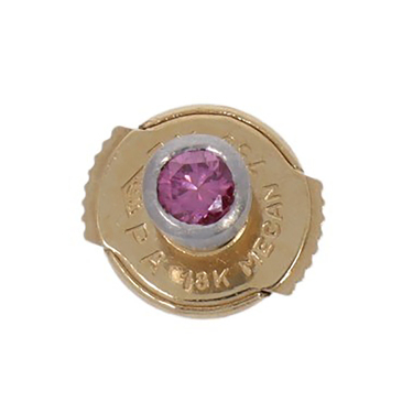 Bicolor Pin mit einem behandelten Brillant ca. 0,08 ct. aus 750 Gelbgold / 950 Platin