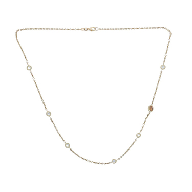 LUXORA Kette mit 6 Brillanten 0,66 ct. und ein behandelter farbiger Brillant 0,37 ct. aus 585 Gelbgold 45,5 cm