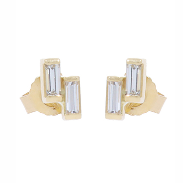 LUXORA Ohrstecker mit 4 Diamanten im Baguetteschliff 0,24 ct. aus 750 Gelbgold