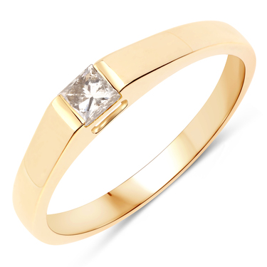 XEN Solitring mit Diamant im Princessschliff 0,22 ct. aus 375 Gelbgold # 57