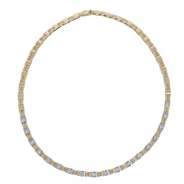 Bicolor Collier mit 18 Brillanten ca. 0,90 ct. aus 750 Gold 42 cm