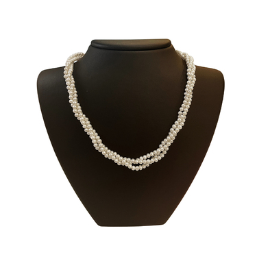 Swasserzuchtperlenkette 3 reihig mit Kugelschliee aus 585 Gelbgold 47 cm