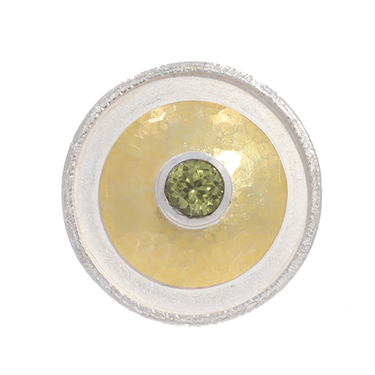 Bicolor Ring mit einem Peridot aus 925 Silber / feinvergoldet # 62