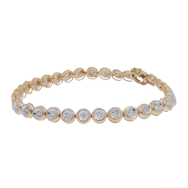 Tennisarmband mit 33 Brillanten ca. 0,33 ct. aus 585 Gelbgold / teilrhodiniert 19,5 cm