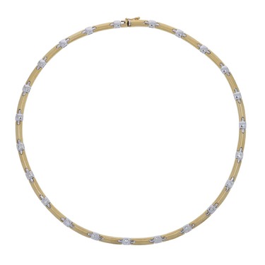 Bicolor Collier mit 11 Brillanten ca. 0,77 ct. aus 750 Gold 43 cm