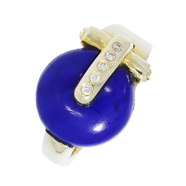 Ring mit Lapis Lazuli  und 5 Brillanten ca. 0,05 ct. aus 585 Gelbgold # 54