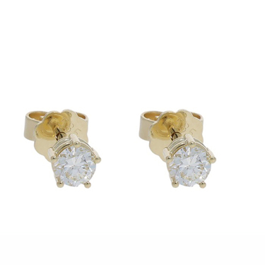 LUXORA Solitrohrstecker mit 2 Brillanten 0,62 ct. aus 585 Gelbgold