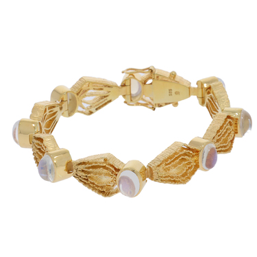 Armband mit 8 Mondsteinen aus 585 Gelbgold 17 cm