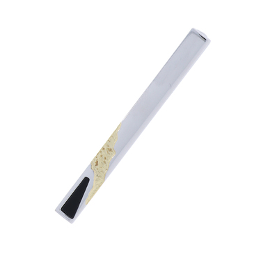 Krawattenhalter mit Onyx aus 925 Silber / teilvergoldet