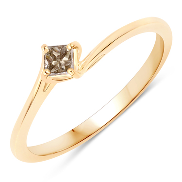XEN Solitring mit Diamant im Princessschliff 0,16 ct. aus 375 Gelbgold # 57