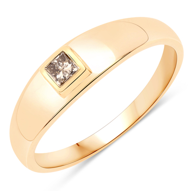XEN Solitring mit Diamant im Princessschliff 0,15 ct. aus 375 Gelbgold # 60