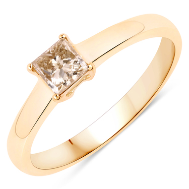 XEN Solitring mit Diamant im Princessschliff 0,42 ct. aus 375 Gelbgold # 60