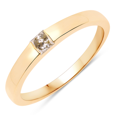 XEN Solitring mit Diamant im Princessschliff 0,20 ct. aus 375 Gelbgold # 54