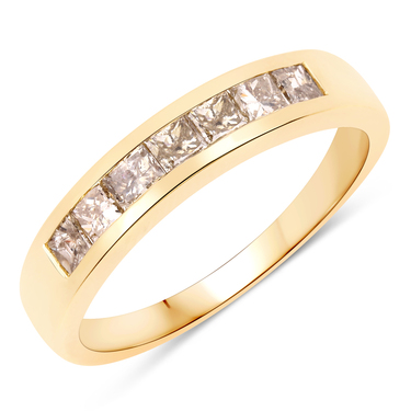 XEN Ring mit 7 Diamanten im Princessschliff 0,66 ct. aus 375 Gelbgold # 57