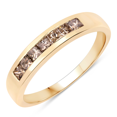 XEN Ring mit 7 Diamanten im Princessschliff 0,60 ct. aus 375 Gelbgold # 54