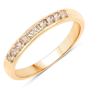 XEN Ring mit 10 Diamanten im Princessschliff 0,37 ct. aus 375 Gelbgold # 54