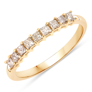 XEN Ring mit 9 Diamanten im Princessschliff 0,53 ct. aus 375 Gelbgold # 54