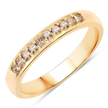XEN Ring mit 10 Diamanten im Princessschliff 0,20 ct. aus 375 Gelbgold # 57