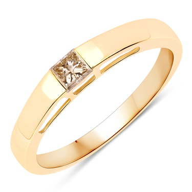 XEN Solitring mit Diamant im Princessschliff 0,26 ct. aus 375 Gelbgold # 54