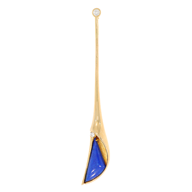 Brosche mit Lapis Lazuli und 2 Brillanten ca. 0,37 ct. aus 750 Gelbgold